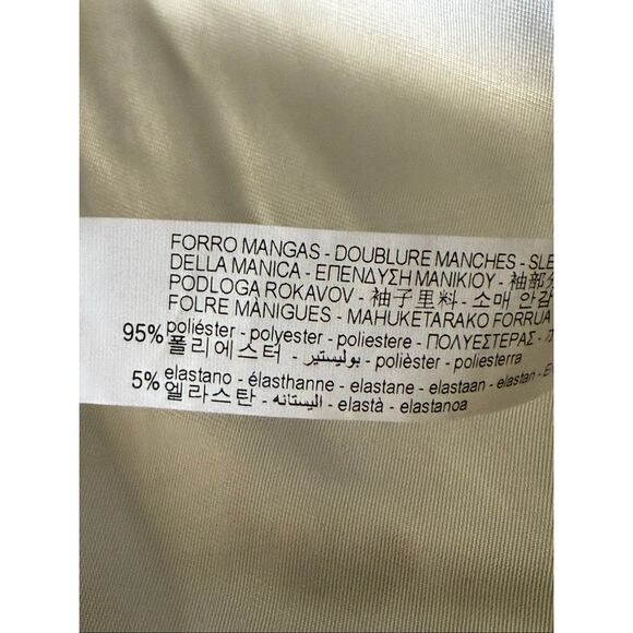 Zara Woman Beige Linen Blazer Jacket Women’s Size L – Ruched Sleeve Open Front - Picture 14 of 14